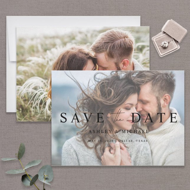Elegant Modern Vellum Overlay 2 Foto Wedding Save The Date (Von Creator hochgeladen)