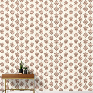 Elegant Modern Vintag Mocha Brown Ivory Damask Tapete