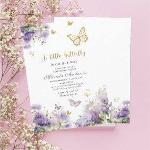 Elegant Modern Watercolor Butterfly kisses Baby S Einladung