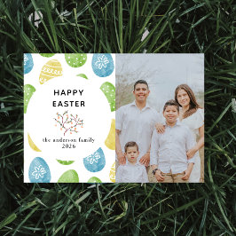 Elegant Modern Watercolor Eggs Happy Easter Photo Feiertagskarte