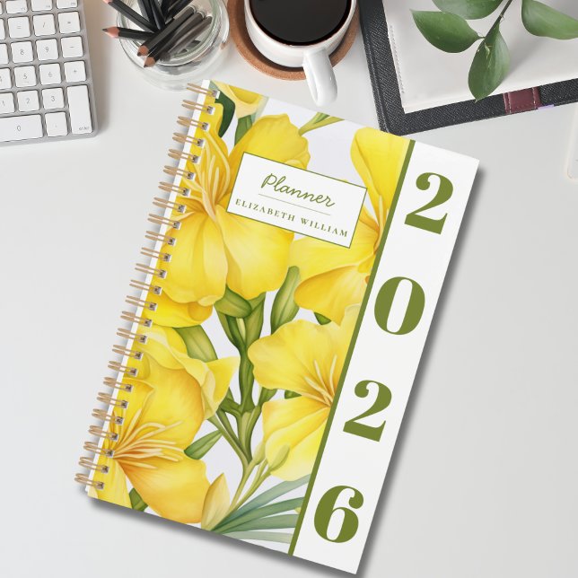 Elegant Modern Watercolor Yellow Floral  Planer (Von Creator hochgeladen)