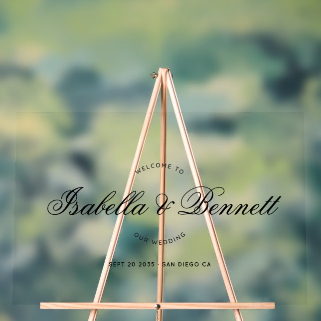 Elegant Modern Wedding Welcome Script Calligraphy Acrylschild (Neutral)