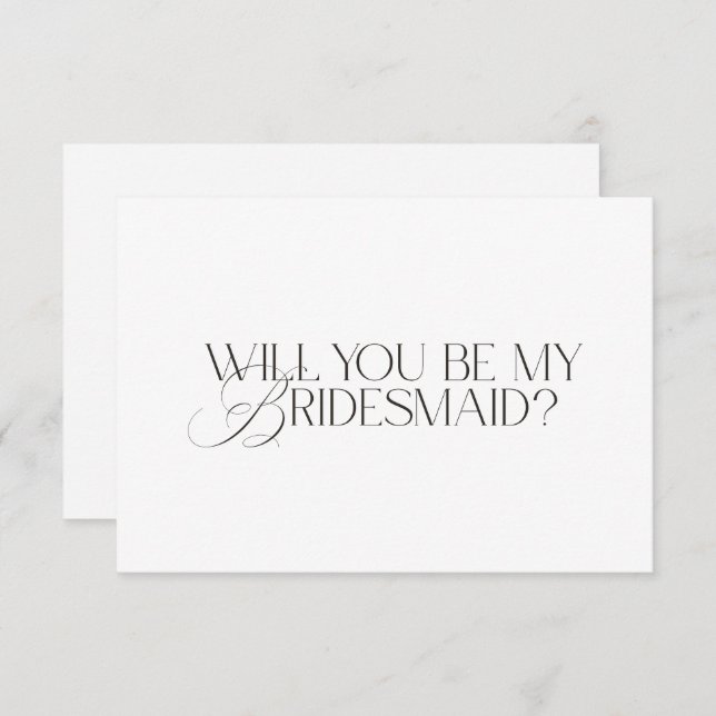 Elegant Modern White Bridesmaid Proposal Card Einladung (Vorne/Hinten)