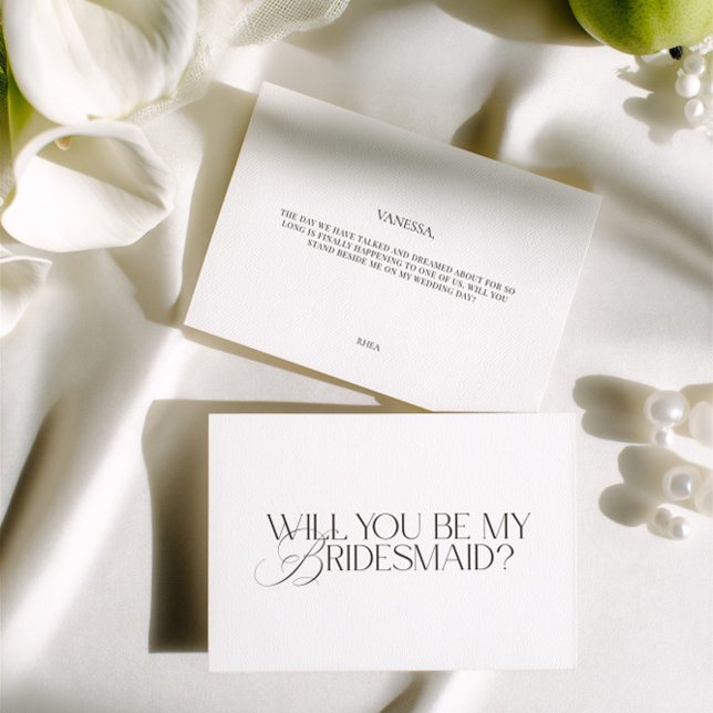 Elegant Modern White Bridesmaid Proposal Card Einladung (Elegant Modern White Bridesmaid Proposal Card)