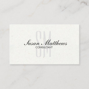 Elegant Modern White Simple Script Monogram Visitenkarte