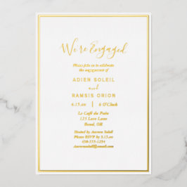 Elegant Modern Wir sind Verlobte Engagement Party Folieneinladung