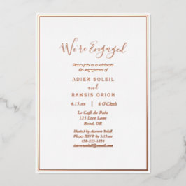 Elegant Modern Wir sind Verlobte Verlobung Rose Go Folieneinladung