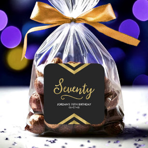 Elegant Modern Zickzack Geometric 70. Geburtstag Quadratischer Aufkleber