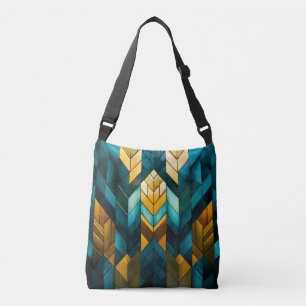 Elegant moderne abstrakte gold teal geometrisch tragetaschen mit langen trägern