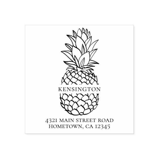 Elegant Moderne Ananas Familienname Adresse Gummistempel (Prägung)