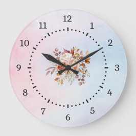 Elegant Moderne Aquamarine Blumen Große Wanduhr