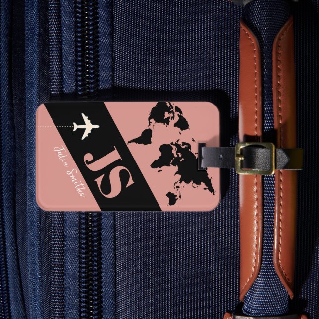 Elegant & Moderne Dusty Rose Flugzeug Reise Gepäckanhänger (Vorderseite Insitu 4)
