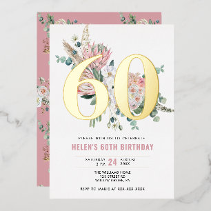 Elegant moderne floral dusty rose für jedes Alter Folieneinladung