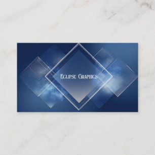 Elegant moderne geometrische blaue und weiße Raute Visitenkarte