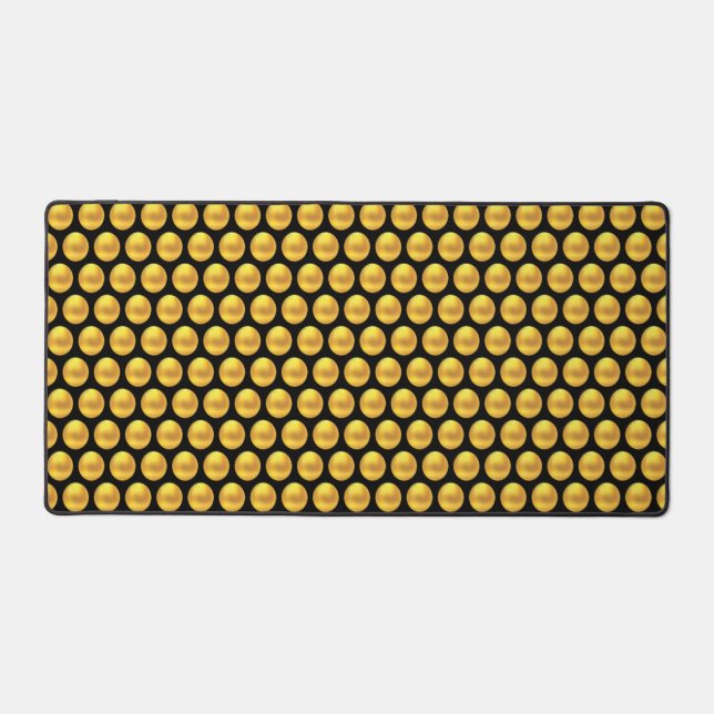 Elegant Moderne Gold Polka Punkte auf schwarz Schreibtischunterlage (Vorderseite)