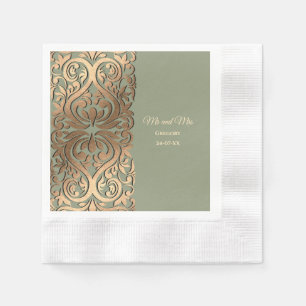 Elegant Moderne Hochzeit Grün & Gold Luxus Serviette