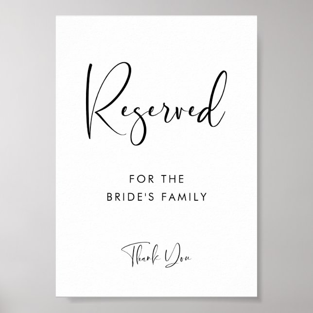 Elegant & Moderne Hochzeit Reserviertes Zeichen Poster (Vorne)