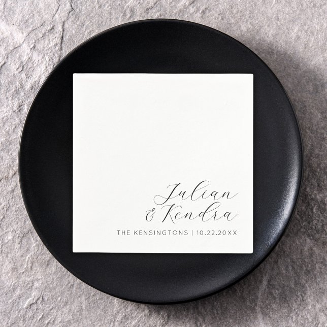 Elegant Moderne Hochzeit Schwarz-Weiß Serviette (Von Creator hochgeladen)