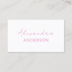 Elegant Moderne Hot Pink Typografie Minimal Visitenkarte