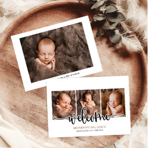 Elegant Moderne Kalligrafie Neugeborene Baby Birth Ankündigung