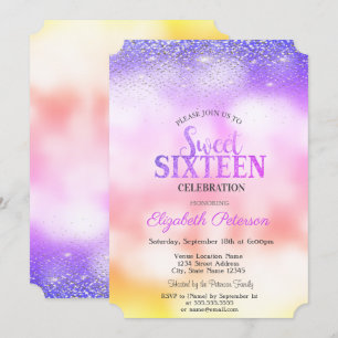 Elegant moderne Konfetti, Bokeh Ombre Sweet 16 Einladung