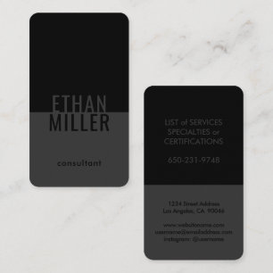Elegant Moderne Minimalistische Schwarz und Grau V Visitenkarte