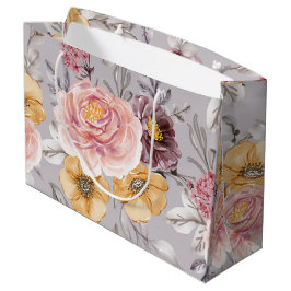 Elegant Moderne rosa Flora Große Geschenktüte