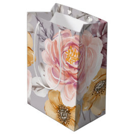 Elegant Moderne rosa Flora Mittlere Geschenktüte