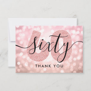 Elegant Moderne Rose Gold 60. Geburtstag Vielen Da Dankeskarte