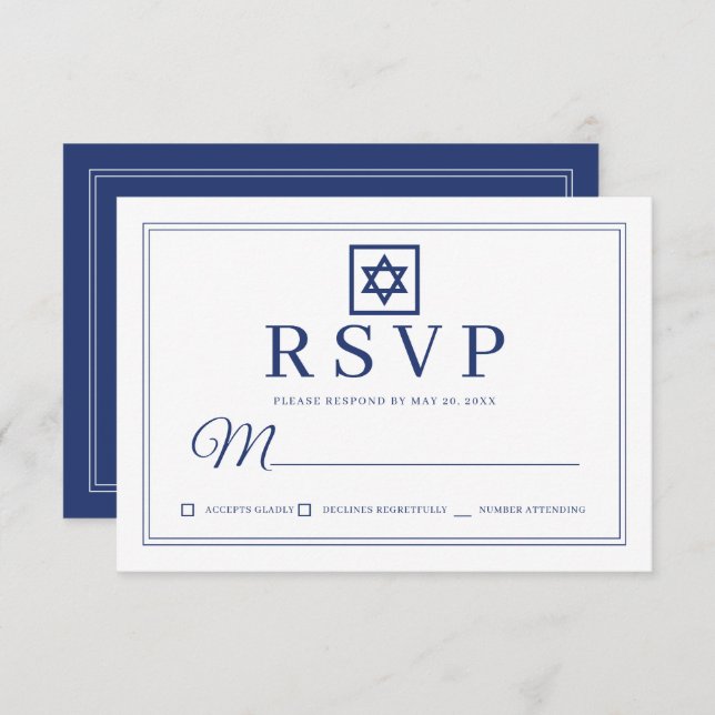 Elegant Moderne schlichte Klassik Bar Mitzvah RSVP Karte (Vorne/Hinten)