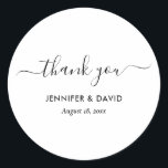 Elegant Moderne Schwarz und Weiß Danke Stickers<br><div class="desc">Elegante,  maßgeschneiderte Schwarz-Weiß Hochzeit danke Ihnen Aufkleber mit einem modernen Script-Schriftart. Matching-Elemente verfügbar.</div>