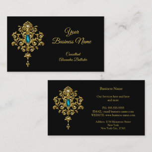 Elegant moderne stilvolle Türkisblau-Schmuck Gold Visitenkarte