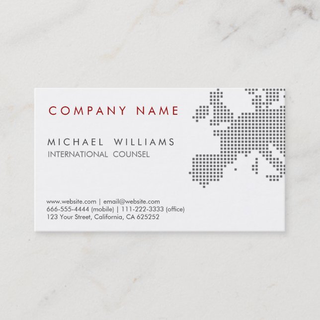 ELEGANT MODERNE WEISSE LANDKARTE EUROPA VISITENKARTE (Vorderseite)