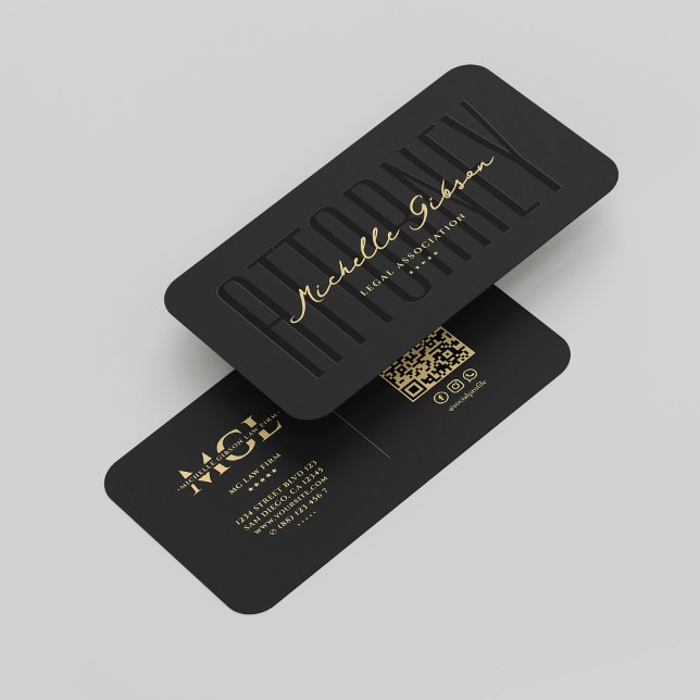 Elegant Moderner Anwalt Monogram Black Gold Visitenkarte (Elegant Modern Attorney Lawyer Monogram Black Gold Business Card
)