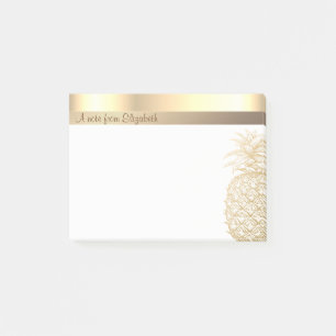Elegant Moderner Chic Goldene Ananas - Personalisi Post-it Klebezettel