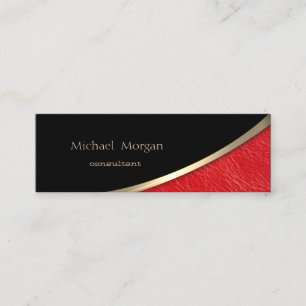 Elegant Moderner Profi,Gold,Rotes Leder-Look Mini Visitenkarte