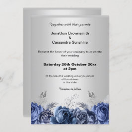 ELEGANT MODERNER SILBER BLUE BLUE FLORAL EINFACHES EINLADUNG