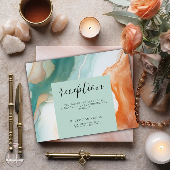 Elegant Modernes Abstraktes Agate Aquamarin Begleitkarte (Von Creator hochgeladen)