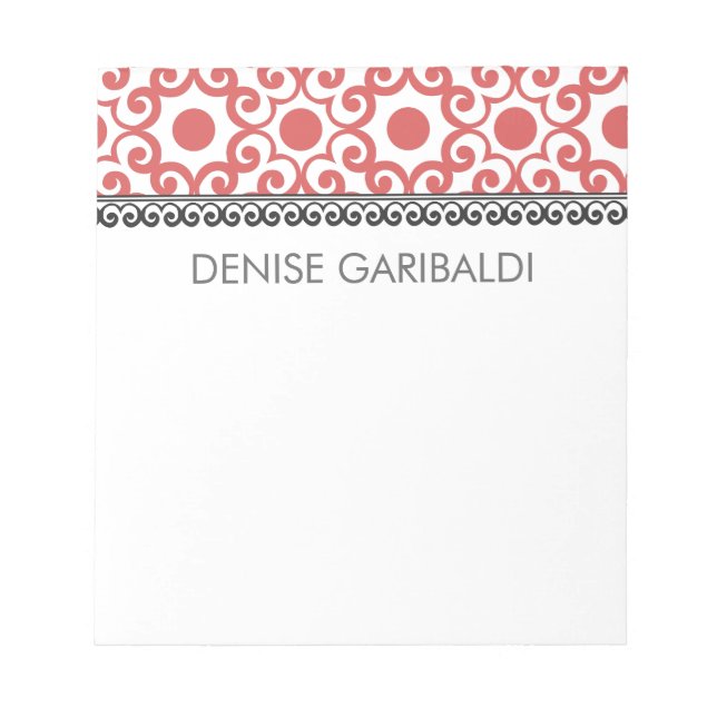 Elegant Modernes Arabesque Personalisiert Notizblock (Vorderseite)