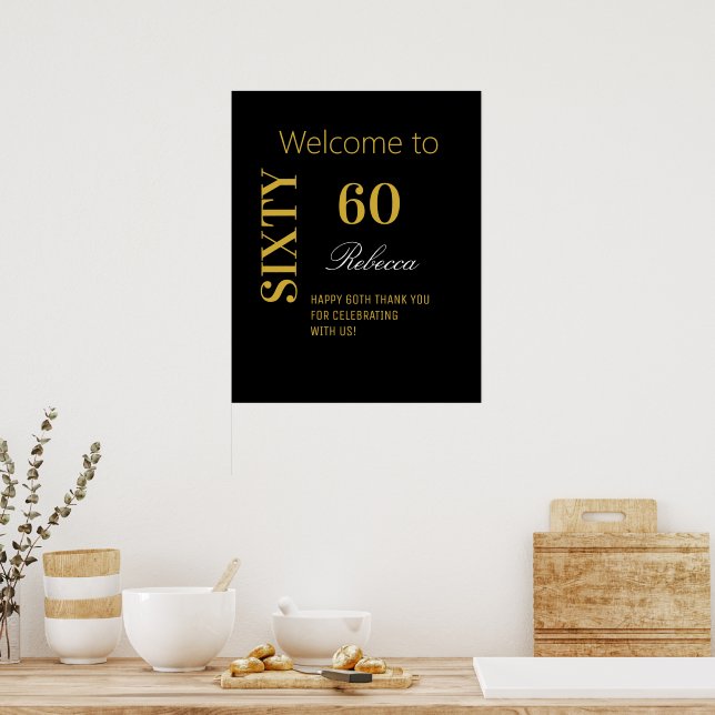 Elegant Modernes Black & Gold 60. Geburtstag Hinte Poster (Küche)