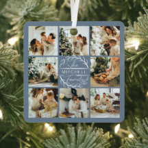 Elegant Modernes Dusty Blue Family Foto Collage