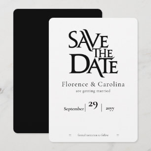 Elegant Modernes Einfaches Schwarz auf Weiß Save The Date