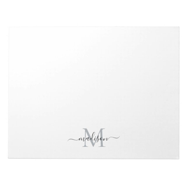 Elegant Modernes Girly Script Monogram Black Notizblock (Vorderseite)