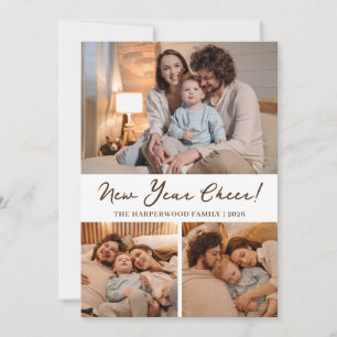 Elegant Modernes glückliches neues Jahr Schwarz 3 Feiertagskarte