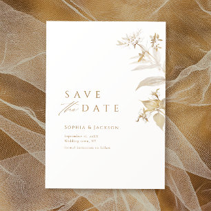Elegant Modernes Gold Botanisches Floral Save the  Save The Date