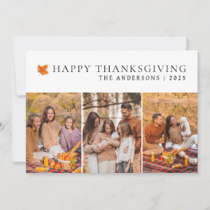 Elegant Modernes Happy Thanksgiving Herbst 3 Foto Feiertagskarte