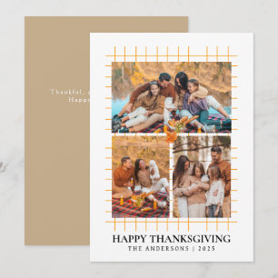 Elegant Modernes Happy Thanksgiving Herbst 3 Foto Feiertagskarte