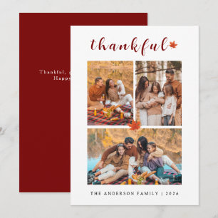Elegant Modernes Happy Thanksgiving Herbst 3 Foto Feiertagskarte