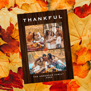 Elegant Modernes Happy Thanksgiving Herbst 3 Foto Feiertagskarte