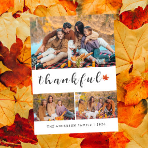 Elegant Modernes Happy Thanksgiving Herbst 3 Foto Feiertagskarte